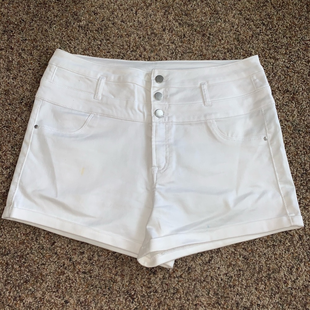 White High Waisted Shorts